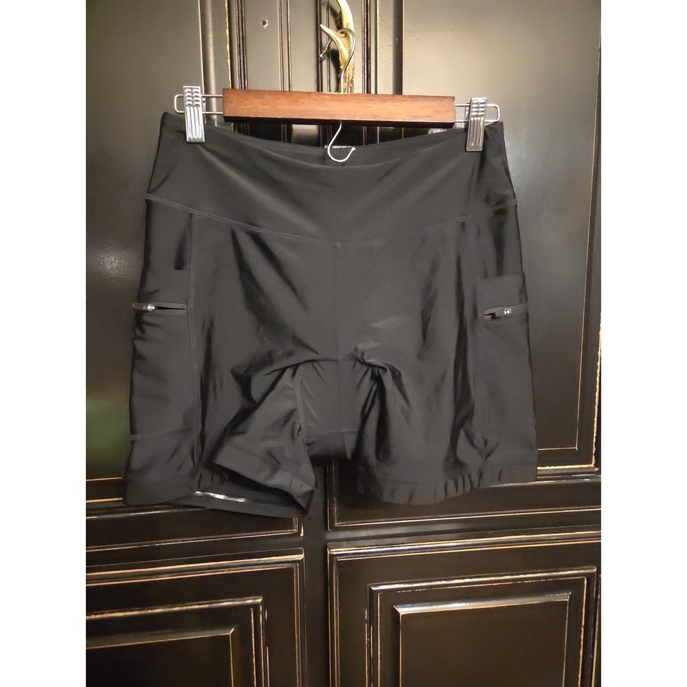 Bikewa Cycling Bicycle Shorts Women L Padded Black Stretch Leg Gripper ,NWT